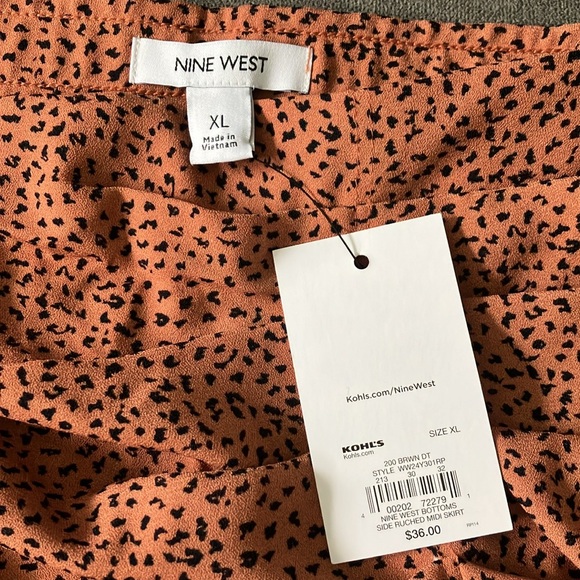 Nine West Animal Print MIDI Length Skirt - Picture 2 of 6